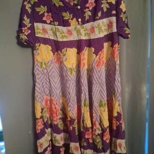 Dunia Batik Purple Floral Women's Dress